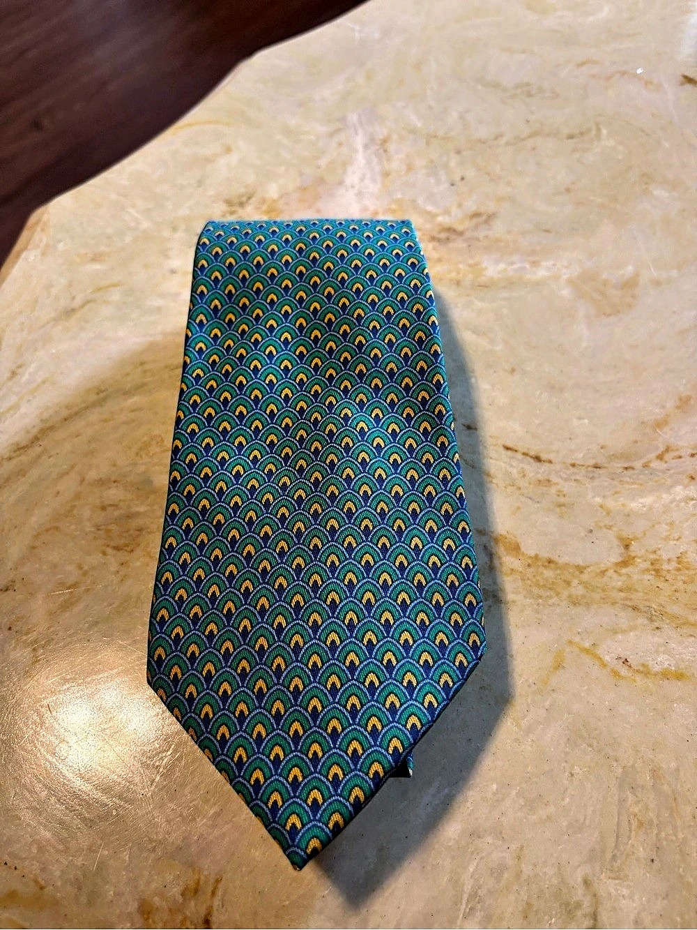 Turnbull & Asser Geometric Silk Tie in Blue & Orange